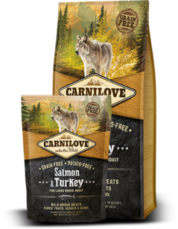 קרנילאב כלב בוגר גזע גדול מבוסס סלמון והודו נטול דגנים 12 ק"ג – Carnilove