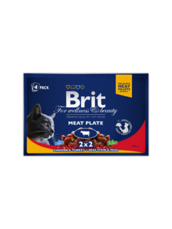 בריט פרימיום מארז פאוצ בשרי ברוטב 4*100 גרם Brit Premium Meat Gravy Plate