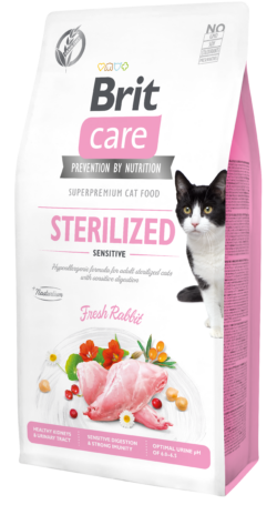 בריט קר חתול בוגר מסורס סנסטיב נטול דגנים 7 ק"ג Brit Care