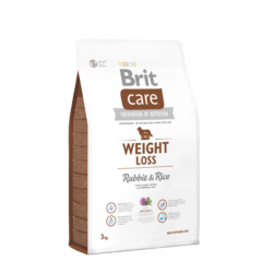 בריט קר לכלב בוגר להפחתת משקל 3 ק"ג מבוסס ארנבת Brit Care