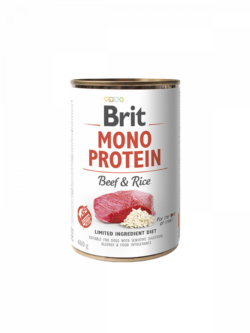 בריט מונו בקר ואורז שימורי חלבון יחיד היפוארלרגניים 400 גרם Brit