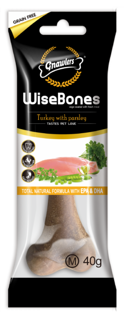 עצם ללא דגנים בטעם הודו ופטרוזיליה (מדיום) 40 גרם Gnawlers