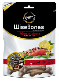 עצם ללא דגנים בטעם סלמון ולימון 210 גרם Gnawlers