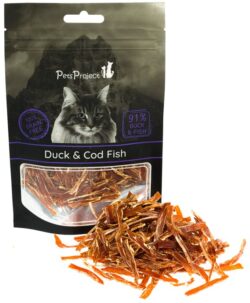פטס פרוג'קט חטיף לחתול ברווז עם דג קוד 50 גרם PetsProject