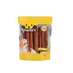 חטיף צ`רליז רול בקר עטוף בשר סלמון 500 גרם Charlie’s