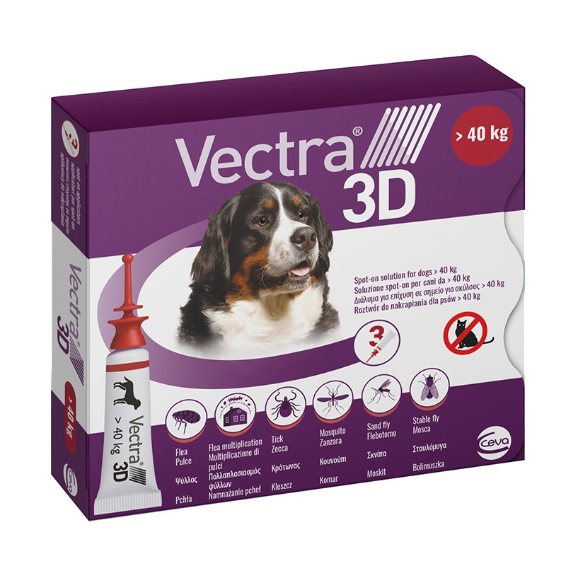 ווקטרה אמפולות לטיפול בפרעושים וקרציות לכלב ענק 40-60 ק"ג Vectra