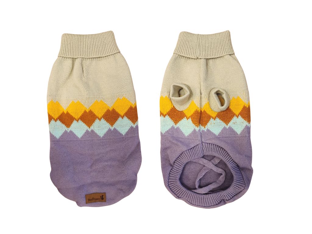 סוודר בז' מעוינים לכלבים PetsProject